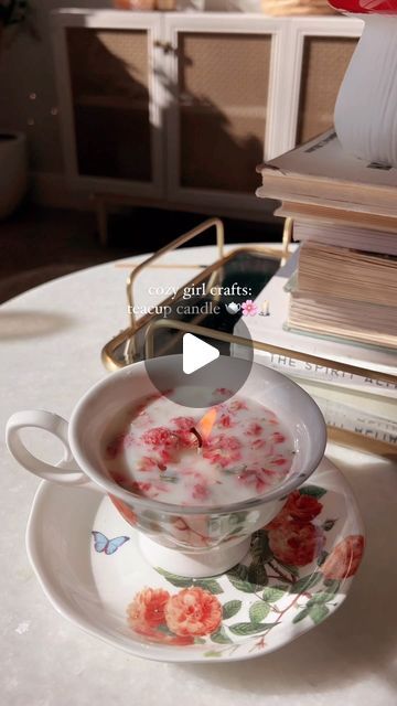 Bonnie Barton on Instagram: "Cozy girl crafts: teacup candle 🌸🕯️🫖 This is a new little series I’m starting! Simple crafts for the cozy girlies. ✨✨

Supplies needed:
-teacup and saucer (you can thrift this, I found mine at Homegoods!)
-candle wax
-coffee stirrers
-candle wick
-optional: dried flowers, HOWEVER, please keep in mind dried flowers cannot be safely burned. If you do that, only use the candle for decoration!

Such a cute, cozy, and EASY DIY! 

#diycrafts #easydiy #cozyvibes #cozygirl #cottagecoreaesthetic #cottagecoremood #cottagecoredecor #cottagecorediy" Homegoods Candle, Cottagecore Diy, Teacup Candle, Teacup Crafts, Coffee Stirrers, Teacup Candles, Candle Wick, Girl Crafts, Simple Crafts