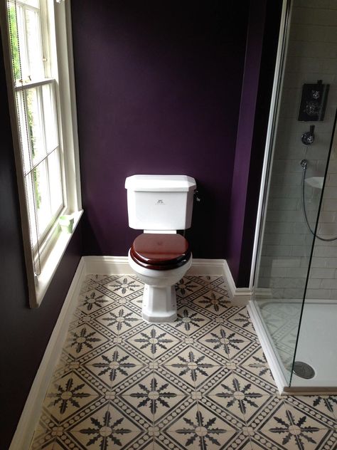 CTI Bathrooms - Traditional - Bathroom - London - by Cotton Tree Interiors | Houzz Violet Bathroom, Dark Purple Bathroom, Plum Bathroom, Moody Rooms, Home Accessories Uk, Downstairs Wc, Purple Bathroom, Small Utility, Deco House