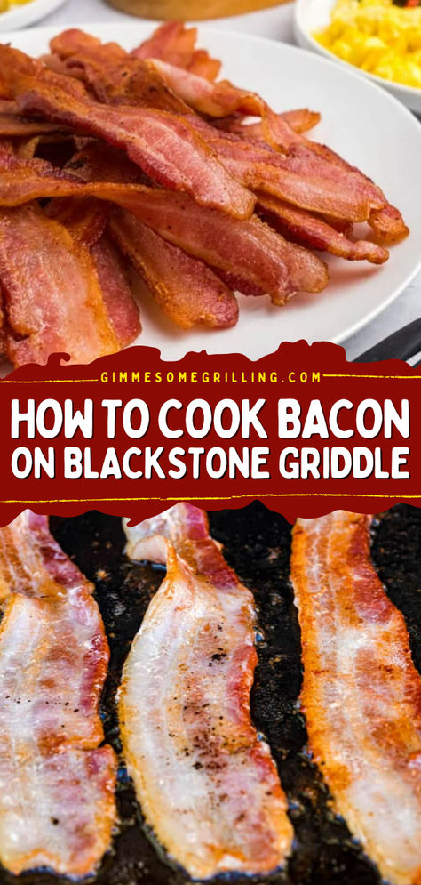 Learn how to cook bacon on Blackstone Griddle. This is the BEST bacon you’ll ever have. You can make it perfect crisp or chewy whichever you prefer. Nothing like homemade pancakes and bacon for breakfast on the Blackstone griddle. Bacon On Blackstone Griddle, Pancakes On Blackstone Griddle, Blackstone Griddle Breakfast Ideas, Breakfast On The Blackstone, Breakfast On The Blackstone Griddle, Blackstone Vegetables, Black Stone Breakfast, Breakfast On Blackstone Griddle, Blackstone Grill Recipes Breakfast