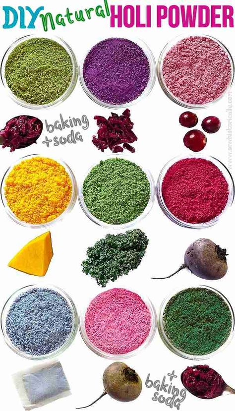 Diy Food Coloring, Tinta Natural, Natural Food Dye, Powdered Food Coloring, Holi Powder, Butterfly Pea Flower Tea, Powder Dye, Holi Colors, Natural Dye Fabric