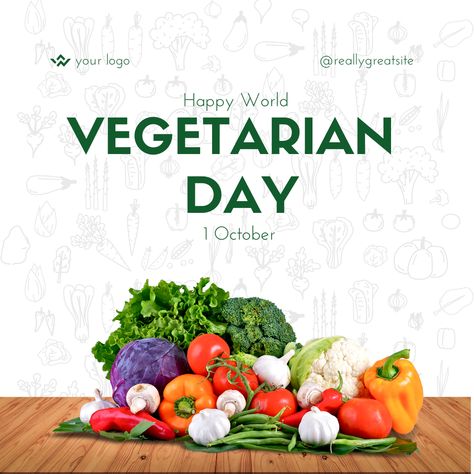 use this colorful happy world begetarian day by @mayankputri World Vegetarian Day, Vegetarian Day, World Vegan Day, Plant Powered, Tomorrow Will Be Better, Instagram Post Template, Going Vegan, Post Templates, Plant Based