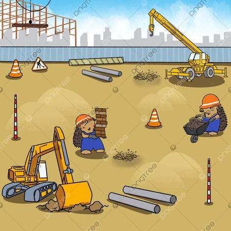 Cartoon Background Of Mine Site Cartoon Construction Site, Building Silhouette, Line Web, Medical Icon, City Silhouette, Sunset City, High Resolution Backgrounds, Cartoon Background, City Landscape