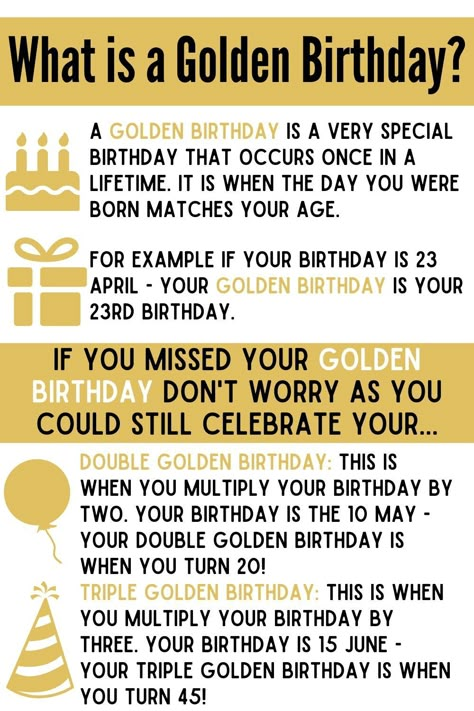 Golden Birthday Meaning & How to Celebrate it in 2023 First Birthday Golden Birthday, Kids Golden Birthday Ideas, Golden Year Birthday, Happy Golden Birthday, Golden Birthday Themes, 27 Birthday Ideas, Golden Birthday Gifts, Freebies On Your Birthday, Golden Birthday Party