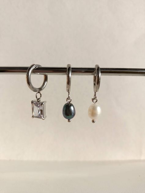 Dangly Pearl Earrings Men, Mens Dangle Earrings Aesthetic, Men’s Pearl Earrings, Male Dangle Earrings, Men’s Dangling Earring, Earrings Mens, Mens Earrings, Real Pearl Earrings, Square Crystal