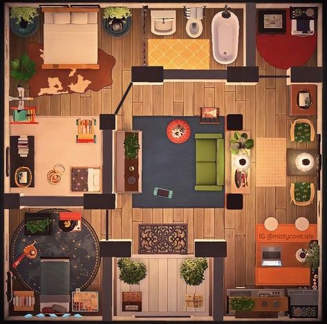 Two Bedroom Apartment, Interior Floor Plan, Happy Home Designer, Animal Crossing Wild World, Animal Crossing Characters, Animal Crossing Pocket Camp, New Animal Crossing, Animal Crossing Game, Island Design