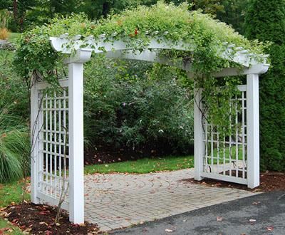 Walpole Outdoors, Garden Archway, Wood Arbor, White Pergola, Vinyl Pergola, Arbors Trellis, Garden Arbor, Patio Garden Design, Casas Coloniales