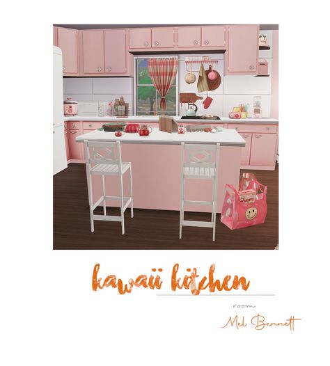 Sims 4 Kawaii Cc, Pink Kitchen Furniture, Kawaii Kitchen, Posters Decor, Sims 4 Kitchen, Pastel Kitchen, Kitchen Prices, Kawaii Clothing, Pink Kitchen