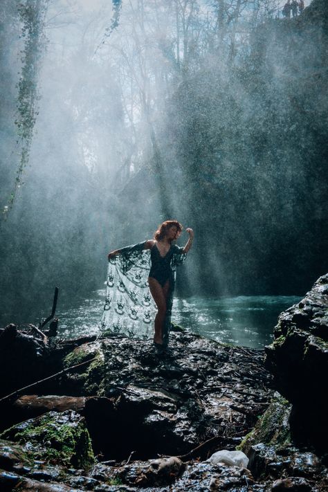 Waterfall, Water, Photoshoot, Siren, Swimsuit, Venus Moody Waterfall Photoshoot, Navaratri Photoshoot, Water Goddess Photoshoot, Water Nymph Photoshoot, Sophia Goddess, Waterfall Picture Ideas, Waterfall Pics, Pregnant Poses, Siren Photoshoot