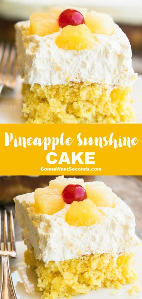 Sunshine Cake Recipe, Pineapple Sunshine Cake Recipe, Pineapple Sunshine Cake, Pineapple Dessert Recipes, Sunshine Cake, Pineapple Desserts, Pineapple Recipes, Photo Food, Pineapple Cake