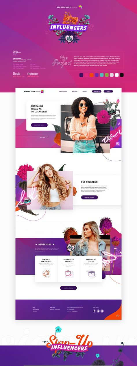 Beauty Color Influencers - UI/UX Website on Behance Influencer Website, Layout Site, Party Website, Ui Ux Website, Coaching Website, Ux Kits, Brand Activation, Coach Website, Ui Design Website