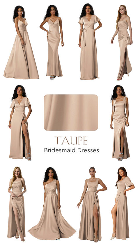 Neutral bridesmaid dresses starting at $79, with free customization! Elegant and perfect for any wedding. Shop now and let your bridesmaids shine! 💗 Champagne Gold Bridesmaid Dresses Mismatched, Neutral Color Bridesmaid Dresses, Neutral Bridesmaid Dresses Champagne, Sand Bridesmaid Dress, Earth Tone Bridesmaid Dresses, Bridesmaid Dresses Cream, Beige Bridesmaid Dresses, Taupe Wedding Colors, Champagne Gold Bridesmaid Dresses