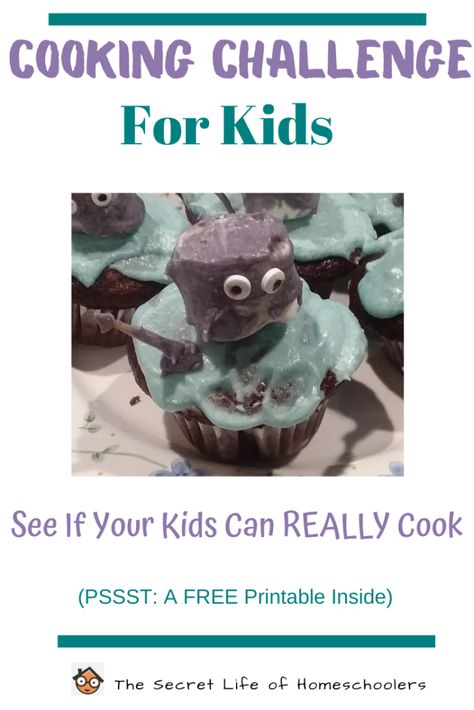 Kids will love this cooking challenge. It is a lot of fun, but it will also be a sneaky way you can see what cooking skills your kids have or DON'T have. Try this baking challenge and see what your kids come up with. Psst... Find a FREE kitchen challenge sheet inside.  #kidsinthekitchen #kidscooking #kidsbaking #cookingchallenge #bakingchallenge Nailed It Challenges For Kids, Indoor Crafts For Kids, Kids Baking Championship, Cooking With Children, Bridge Ideas, Baking Challenge, Cooking Projects, Activities To Do With Kids, Family Challenge