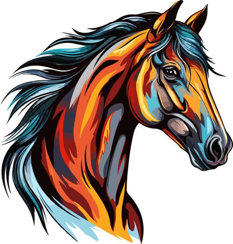 AI generated horse design illustration isolated on transparent background Colorful Horse Art, Horse Clip Art, Abstract Horse Art, Horse Canvas Painting, Horse Art Drawing, Animal Art Projects, Horse Clipping, Horse Sketch, Abstract Horse