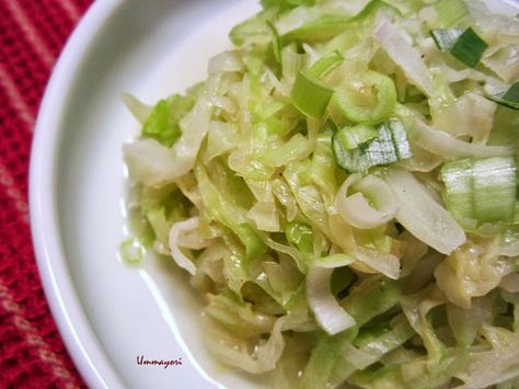 Cabbage Namul Cabbage Korean Recipes, Korean Cabbage Side Dish, Cabbage Japanese, Asian Braised Cabbage, Namul Recipe, Korean Cabbage, Yamitsuki Cabbage, Cabbage Pancake Japanese, Cabbage Side Dish