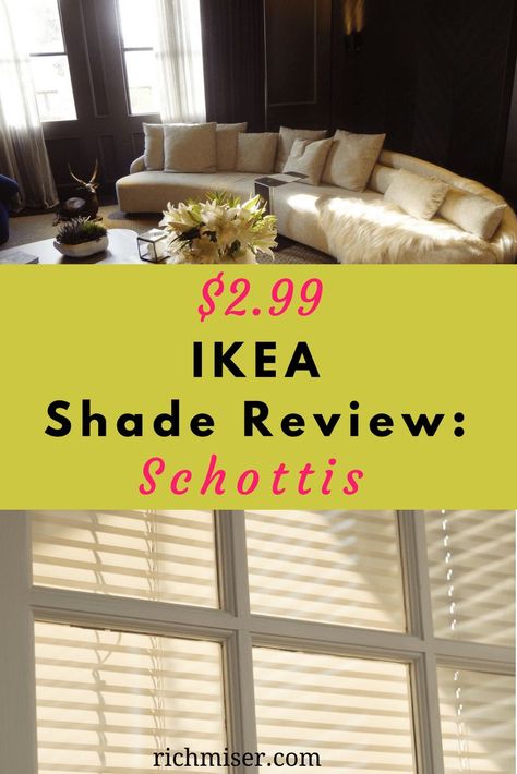 Looking to reduce your home remodel or room renovation costs? Find out whether it's worth saving hundreds (or thousands) on a window curtain by putting in a $2.99 IKEA shade called the Schottis. Is the cheapest "IKEA curtain" worth it? Ikea Home Decor, Ikea Curtain, Decorating Windows, Diy Window Shades, Curtains Behind Bed, Homemade Curtains, Purple Curtains, French Curtains, Cheap Curtains