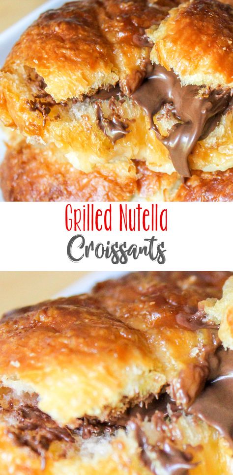 Nutella Banana Croissant, Croissants With Nutella, Croissant Leftover Recipes, Croissant With Nutella, Recipes With Leftover Croissants, Leftover Crossaint Recipes, Leftover Croissant Recipes, Divine Recipes, Bake Sale Desserts