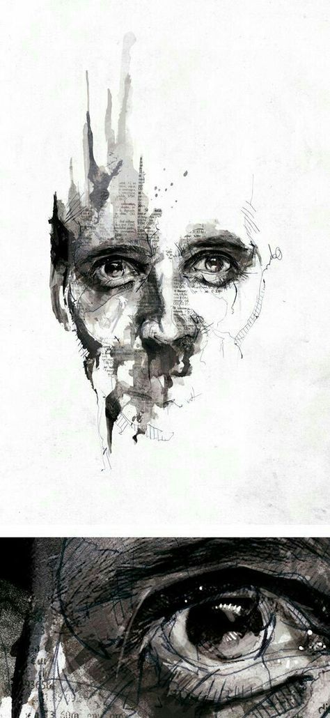 Creative Art Techniques, Text And Image Art, Expression Art Feelings, Nicole Florian, Black Ink Drawings, Florian Nicolle, Textured Illustration, Caen France, Sketch Face