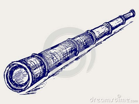 Spy glass Spyglass Drawing, Spyglass Tattoo, Pirate Cannon Tattoo, Pirate Bottle Tattoo, Spyglass Illustration, Telescope Drawing, Pirate Telescope, Spy Glasses, Pirate Stuff