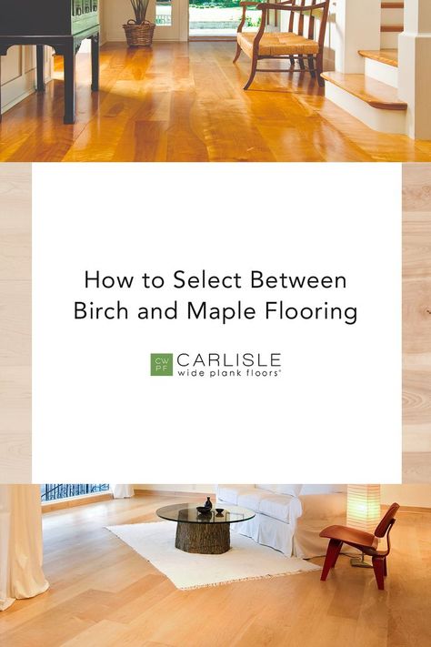 For most homeowners, the decision between Birch vs. Maple is a matter of color in the wood and personality in the grain. From stain options to differences in durability, read our post to see which popular hardwood option is best for your space. #Birchfloors #Maplefloors #hardwoodfloors Birch Flooring, Birch Hardwood Floors, Maple Flooring, Birch Floors, Wide Plank Floors, Maple Hardwood Floors, Reclaimed Wood Floors, Maple Floors, Wide Plank Flooring