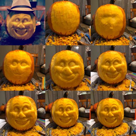 3d Carved Pumpkins, Sculpted Pumpkin Faces, Realistic Pumpkin Carvings, Pumpkin Sculpting Ideas, Crazy Pumpkin Carving Ideas, Pumpkin Carving For Beginners, Pumpkin Competition, Halloween Calabazas, 3d Pumpkin Carving