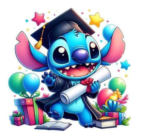 Stitch Graduation, Graduation Cartoon, Mardi Gras Svg, Family Disney Trip, Cartoon Png, Cute Stitch, Cartoons Png, Lilo Stitch, The Design Files