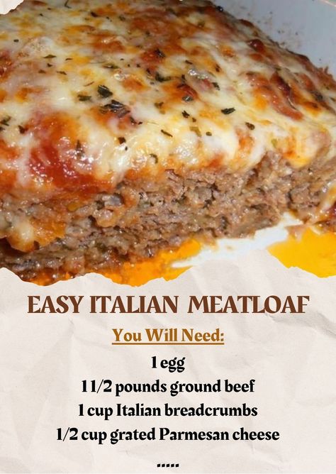 Easy Italian Meatloaf, Italian Meatloaf Recipes, Italian Meatloaf, Homemade Meatloaf, Meatloaf Ingredients, Italian Breadcrumbs, Mild Italian Sausage, Easy Italian, Meatloaf Recipe