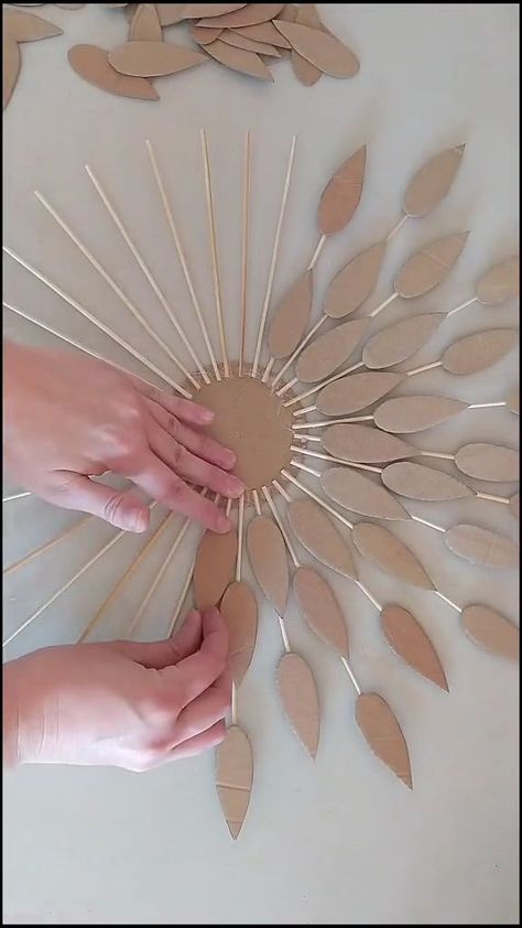 DIY Wall Art Recycled [Video] | Diy crafts room decor, Diy paper crafts decoration, Diy wall art decor बेडरूम डिजाइन, Wooden Curtain, Diy Wall Art Decor, Paper Craft Diy Projects, Diy Paper Crafts Decoration, Kraf Diy, Origami Crafts Diy, Diy Crafts Room Decor, Flower Diy Crafts