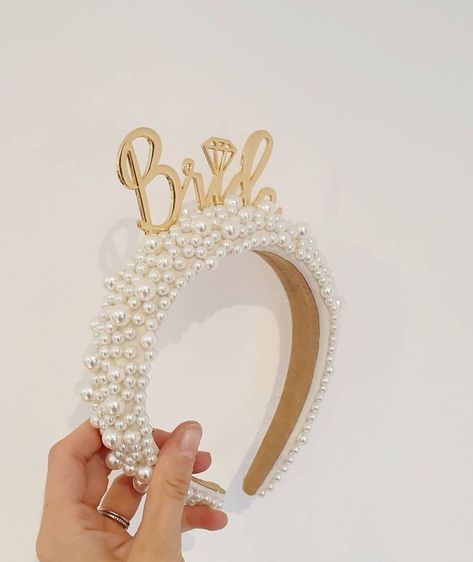 Modern Hens Party, White And Gold Hen Party, We Have A Bride, Bachelorette Crown, Bachelorette Party Headband, Bride Flower Crown, Bride To Be Party, Bride To Be Decorations, Crown Handmade