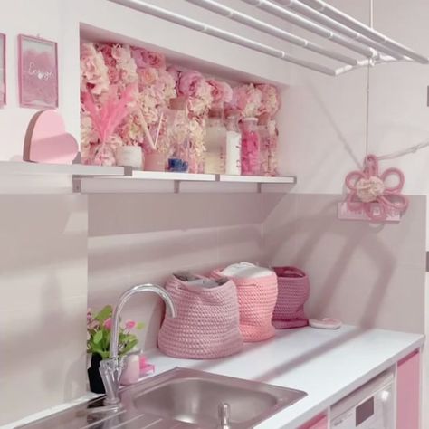 STACEY Solomon has given a guided tour of her VERY pink laundry room and it’s stuffed full of space savers. The celeb mum took to her Instagram stories to showcase her utility room after several followers got in touch to ask her about the space. Many of her fans were quick to ask about the […] Pink Utility Room, Pink Laundry Room Ideas, Laundry Room Pink, Beautiful Hallways, Laundry Corner, Pink Laundry Room, Stairs Pantry, Utility Ideas, Laundry Reno