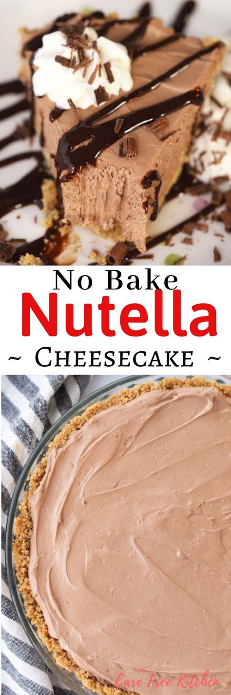 No Bake Cheesecake Pie, Cheesecake Recipes Easy Homemade, Nutella Pie, No Bake Nutella Cheesecake, Nutella Recipe, Nutella Recipes Easy, Dessert Design, Easy No Bake Cheesecake, Cheesecake Recipes Classic