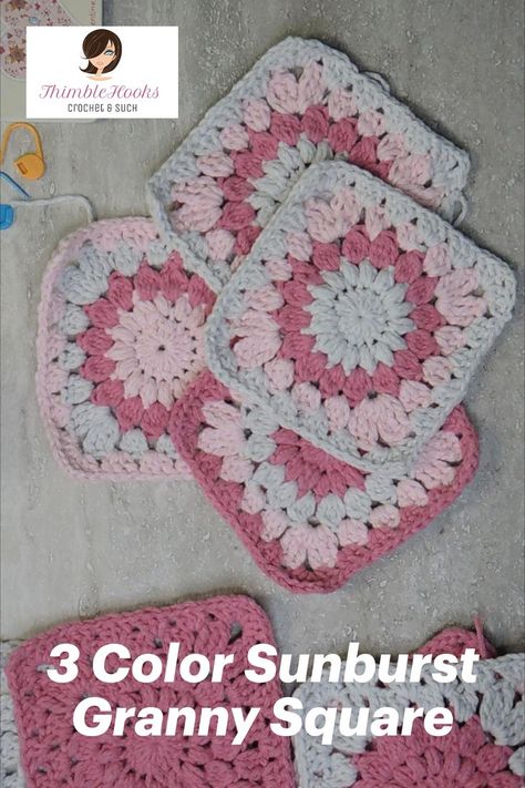 Today I give you a tutorial how to for my newest granny square design. It is a three color granny square that I designed for an upcoming project I have in the works. Keep an eye out. As is the case with all of my granny squares, this one is suitable for all crochet skill levels. Use any three colors that you want. Three Color Granny Square, Sunburst Granny Square, My Granny, Granny Squares Pattern, Crochet Squares, Granny Squares, Baby Booties, Square Design, The Works