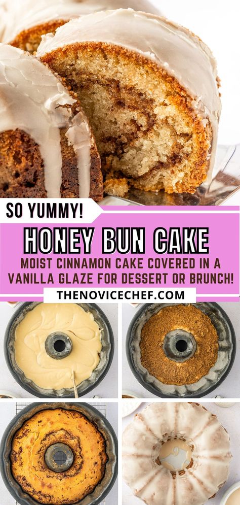 Honey Bun Loaf Cake, Donut Bundt Cake Recipes, Honeybun Cake Recipe From Scratch, Honey Bundt Cake, Honeybun Pound Cake From Scratch, Honey Bun Muffins, Moist Bundt Cake Recipes Easy, Cake Bundt, Honeybun Bundt Cake