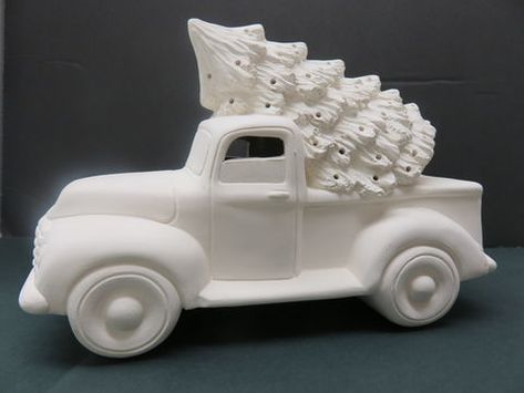 Paint Christmas, Xmas Decorations Diy, Paint Ceramic, Ready To Paint Ceramics, Vintage Pickup Trucks, Christmas Tree Truck, Christmas Topper, Dodge Power Wagon, Clip Lights