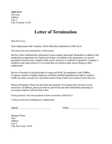 Termination Letter, Firing An Employee, Printable Letter Templates, Job Reference, Employee Handbook, Lettering Download, Good Employee, Document Sign, Resignation Letter