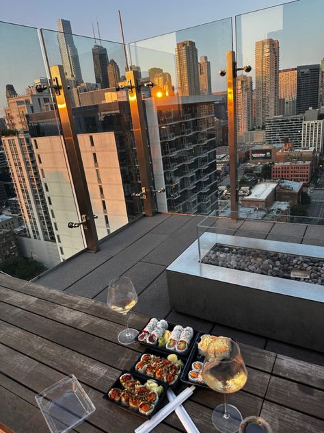 Sushi on rooftop 🫶 sushi!! chicago Chicago Rooftop, Chicago Trip, Post Grad, Chicago Travel, Sushi Bar, Yorkie, Vision Board, Chicago, New York