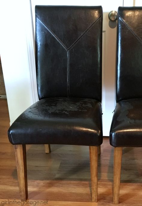 How To Reupholster A Dining Chair, Recovering Dining Room Chairs Fabrics, Re Upholster Chair Dining Room, How To Recover Dining Room Chairs, How To Reupholster Dining Room Chairs, Leather Dining Chair Makeover, Recovering Dining Room Chairs, Recover Dining Room Chairs, Diy Barstools