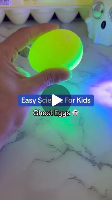 Jessica Luke on Instagram: "Ghost Eggs! 👻… SAVE 💾 this for later and FOLLOW ➕ for more! —— 👻🧪 Get ready for some spine-tingling science! 👩‍🔬🧬 We’re brewing up a hair-raising experiment - Ghost Eggs! 👻🥚 Step 1: Empty the liquid of a highlighter into a container. Step 2: 🥚 Carefully place in a regular egg. Step 3: 🧪 Submerge it in vinegar. The acetic acid in vinegar dissolves the calcium carbonate shell. Step 4: Wait patiently for a few days - you’ll see the shell slowly vanish, leaving a translucent egg. Step 5: Now, here’s the spookiest part - 🔦 Shine a black light on your egg, and watch it come to life, eerily glowing in the dark! —— The science behind it? The vinegar dissolves the eggshell due to a chemical reaction, leaving the inner membrane intact. The highlighter contains Glow In The Dark Experiments, Egg In Vinegar Experiment, Ghost Eggs, Egg In Vinegar, Egg Experiments, School Science Projects, Glowing In The Dark, Chemical Reaction, Grade 7