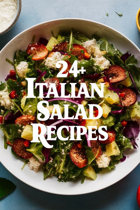 24+ Homemade Italian Salad Recipes You’ll Want to Make for Every Meal!... Explore a variety of delightful homemade Italian salad recipes perfect for every meal. From fresh tomatoes and creamy mozzarella to zesty dressings and crunchy greens. these salads bring vibrant flavors to your table. Perfect for lunch dinner or gatherings. these healthy dishes will have everyone asking for seconds!... Buon appetito!... https://ostrali.com/foodr/italian-salad-recipes Salads To Go With Pasta Dinner, Salad Recipes For Spaghetti Dinner, First Course Salad Recipes, Salad Recipes Fancy, Pancetta Salad Recipes, Light Italian Salad, Salads To Go With Pasta, Green Italian Salad, Italian Tossed Salad Recipes