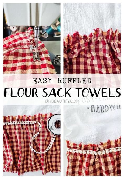 Flour Sack Dish Towels Diy, Tea Towels Diy Flour Sacks, Flour Sack Crafts, Flour Sack Towels Crafts, Easy Sewing Projects To Sell, Easy Sewing Gifts, Fabric Gift Ideas, Sewing Ideas Easy, Tea Towels Crafts