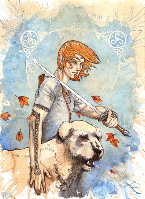 Awesome fan art of Atticus and Oberon from the Iron Druid series of books by Kevin Hearne. http://codyvrosh.deviantart.com/art/Atticus-O-Sullivan-286468939 Iron Druid Chronicles, The Iron Druid Chronicles, Iron Druid, Warrior Poet, Modern Magic, Night Circus, His Dark Materials, A Discovery Of Witches, Irish Wolfhound