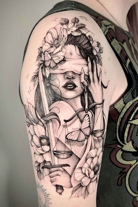 Libra Half Sleeve Tattoos For Women, Upper Arm Tattoos Female, Upper Arm Tattoos For Women Black, Greek Goddess Sleeve Tattoos For Women, Geisha Sleeve Tattoos For Women, Geisha Tattoo Design For Women Leg, Geisha Full Sleeve Tattoo, Tattoo Ideas Female Upper Arm, Athena Tattoo