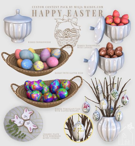 Happy Easter | Milja Maison on Patreon Easter Hare, Sims 4 Kitchen, Patreon Logo, Sims 4 Cc Furniture, Sims 4 Collections, 4th Birthday Parties, Sims 4 Cc Finds, Sims 4 Clothing, Sims Mods