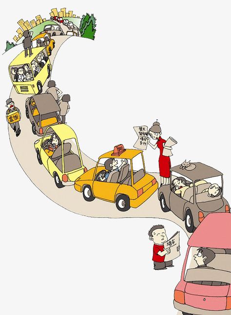 Traffic Jam Aesthetic, Traffic Jam Drawing, Traffic Jam Illustration, Traffic Drawing, Traffic Illustration, Road Drawing, Map Png, Holiday Contest, Angel Illustration