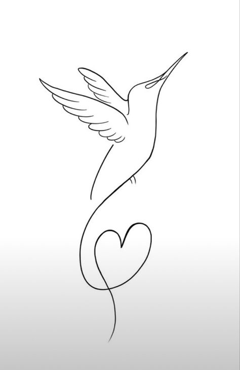 Simple Line Hummingbird Tattoo, Infinity Hummingbird Tattoo, Hummingbird Outline Tattoo, Hummingbird Outline, Dainty Hummingbird Tattoo, Bff Tats, Little Bird Tattoos, Hummingbird Drawing, Flor Tattoo