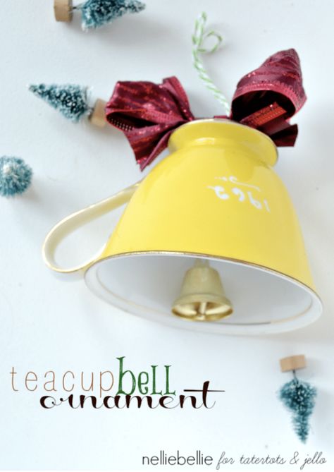 Teacup Crafts, Bell Ornaments, Christmas Ornaments Homemade, Christmas Tea, Christmas Ornament Crafts, Noel Christmas, Ornament Crafts, Holiday Diy, Handmade Ornaments