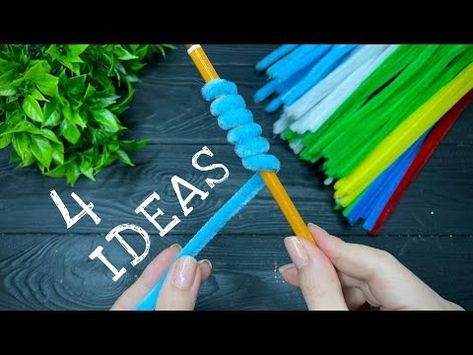 (2) 4 CRAFT IDEAS from Chenille Wire - Easy & Fun Projects - YouTube Pipecleaner Flowers How To Make, Diy Gift For Father, Halloween Paper Decor, Snail Diy, House Paper Craft, Forest Diorama, Pipe Cleaner Projects, Flower Pot Diy, Paper Halloween Decorations