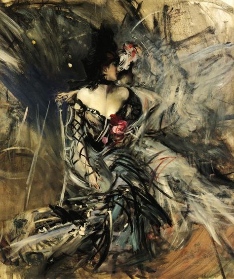 Giovanni Boldini's sketchy style is half free gesture and half unrestrained abstract painting. A reminder that painting with freedom and looseness is key! At The Moulin Rouge, Dancer Gifts, Belle Epoque Fashion, The Moulin Rouge, Giovanni Boldini, Dancer Pose, Spanish Dancer, 18th Century Paintings, Dancer Gift