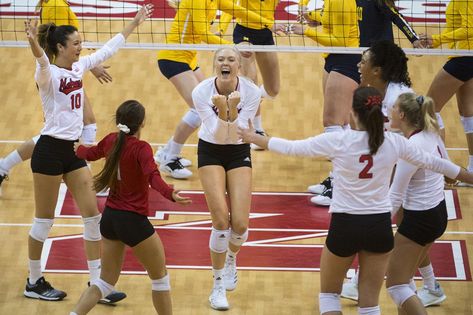 Nebraska Volleyball, Volleyball Match, College Volleyball, Professional Volleyball, Indoor Basketball Hoop, Volleyball Photography, Softball Senior Pictures, Volleyball Senior Pictures, Indoor Volleyball