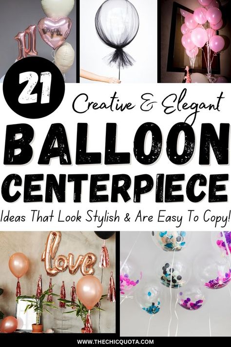 balloon centerpiece ideas Small Balloon Centerpieces, Balloon Centerpiece Ideas, Easy Table Decor, Balloon Centerpieces Diy, 21 Balloons, Balloon Centerpiece, Easy Table, Centerpieces Ideas, Dining Room Centerpiece