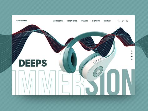 Deeps Headphones Homepage Banner Concept banner wave soundwave music product music sound green ui ui design landing page homepage concept headphones Headphones Design Concept, Product Banners Design, New Product Banner, Product Banner Design Ideas, Showcard Design, Concept Headphones, Music Banner Design, Banner Product Design, Product Banner Design